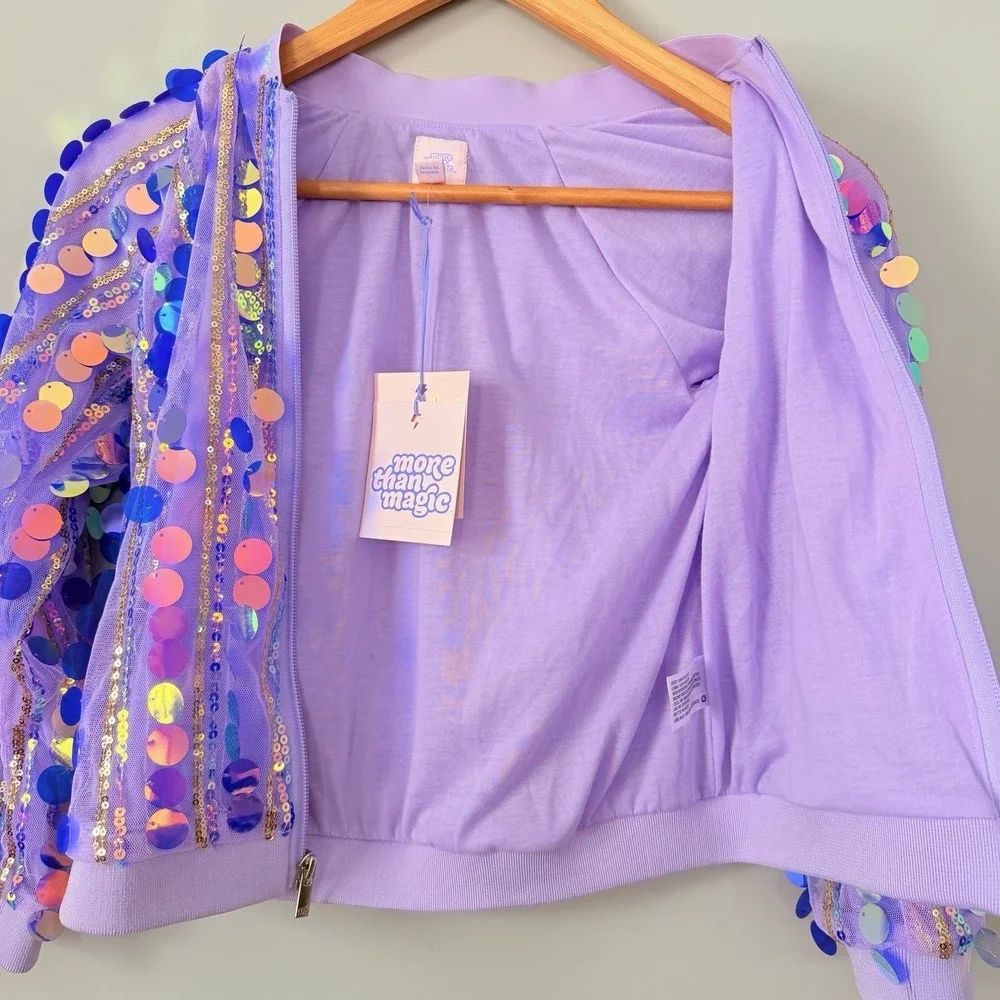 Girls‎ Sequin Bomber Jacket Iridescent Shiny Pageant (MORE THAN MAGIC) SZ-S 6/6X